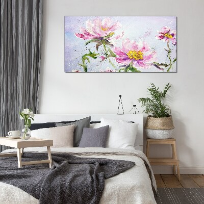 Glasbild Blumenträume in Pastelltönen