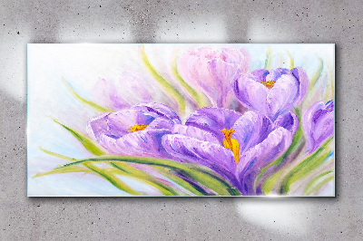 Glasbild Blumenträume in Lilatönen