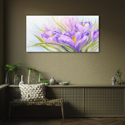 Glasbild Blumenträume in Lilatönen