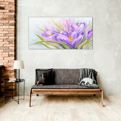 Glasbild Blumenträume in Lilatönen