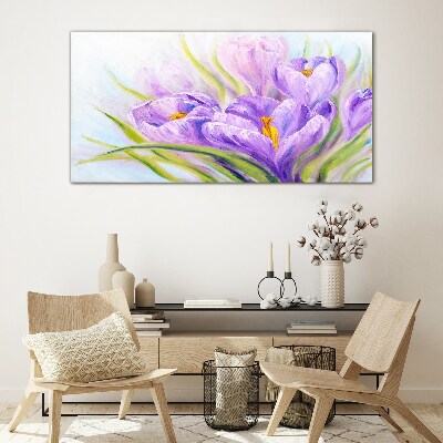 Glasbild Blumenträume in Lilatönen