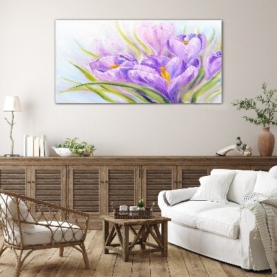 Glasbild Blumenträume in Lilatönen