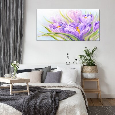 Glasbild Blumenträume in Lilatönen