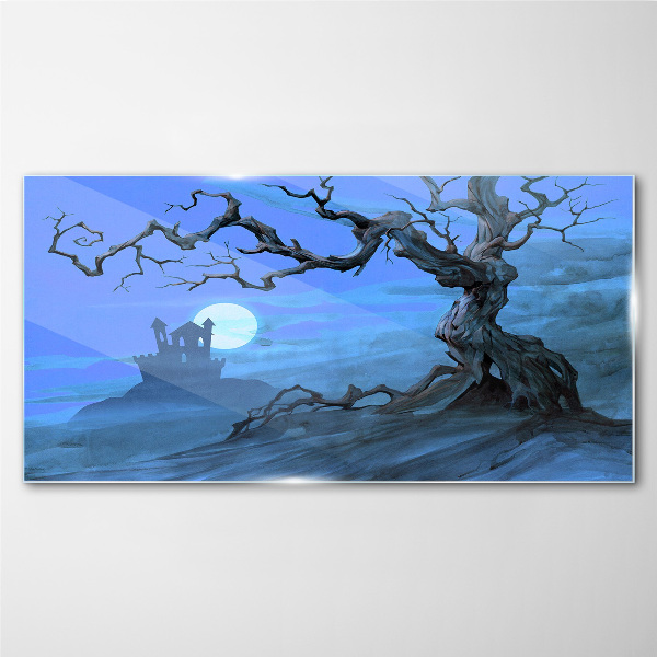 Glasbild Schloss im Mondschein