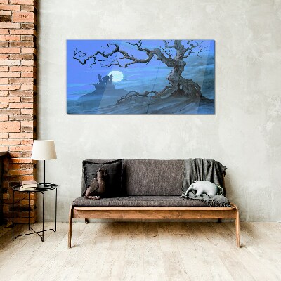 Glasbild Schloss im Mondschein