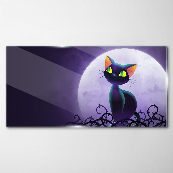 Glasbild Katzen im Mondlicht