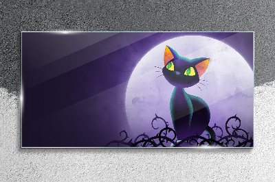 Glasbild Katzen im Mondlicht