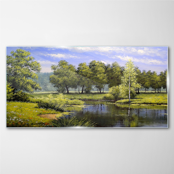 Foto auf glas Eine friedliche Landschaft am Fluss