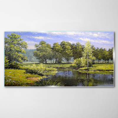 Foto auf glas Eine friedliche Landschaft am Fluss