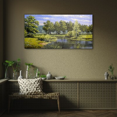 Foto auf glas Eine friedliche Landschaft am Fluss
