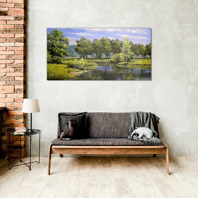 Foto auf glas Eine friedliche Landschaft am Fluss