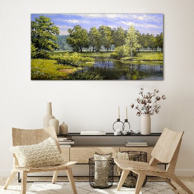 Foto auf glas Eine friedliche Landschaft am Fluss