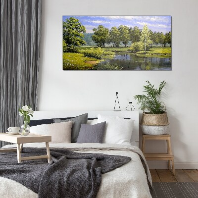 Foto auf glas Eine friedliche Landschaft am Fluss