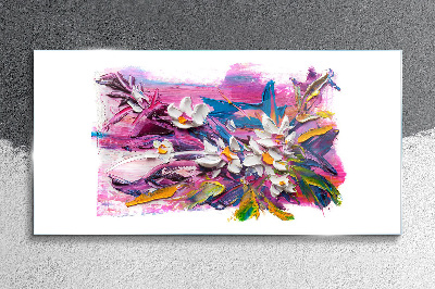 Glasbild Bunte Blumen in abstrakter Komposition