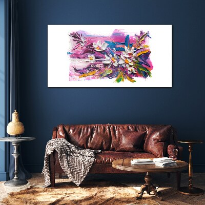 Glasbild Bunte Blumen in abstrakter Komposition