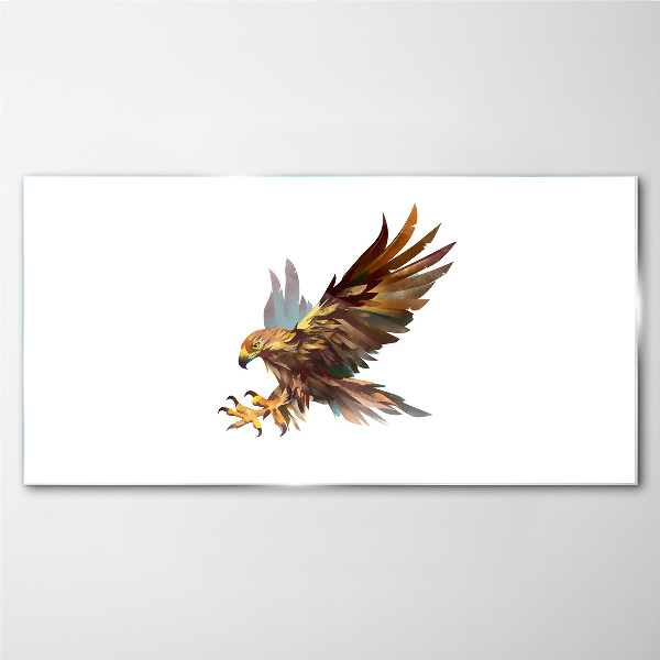 Glasbild Goldener Falke im Flug