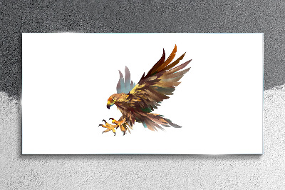 Glasbild Goldener Falke im Flug