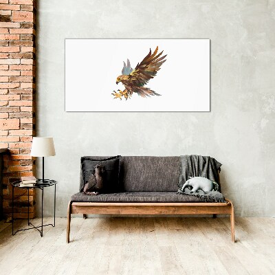 Glasbild Goldener Falke im Flug
