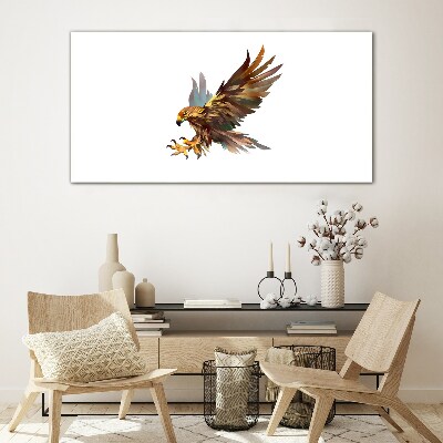 Glasbild Goldener Falke im Flug