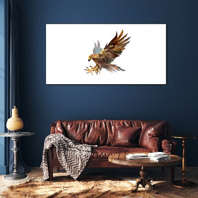 Glasbild Goldener Falke im Flug