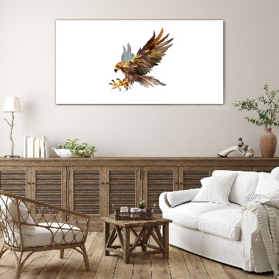 Glasbild Goldener Falke im Flug