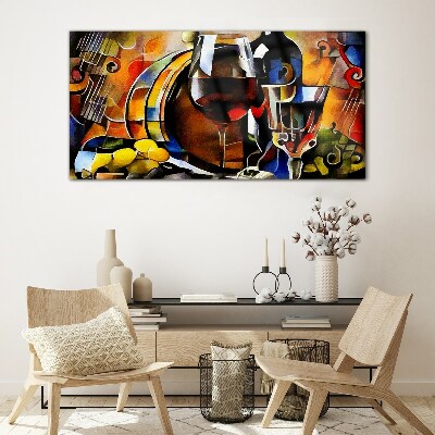 Glasbild Musikalischer Wein und Farben