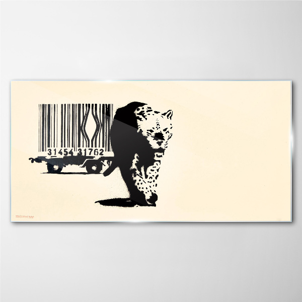 Glasbild Banksy Leoparden-Barcode