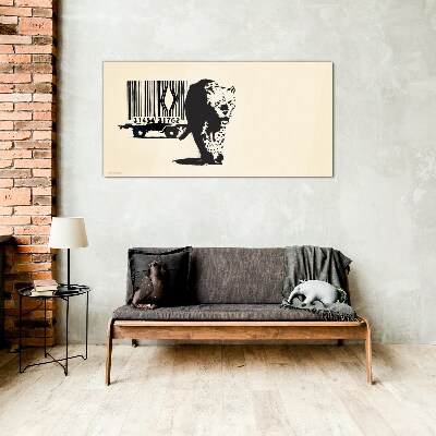 Glasbild Banksy Leoparden-Barcode