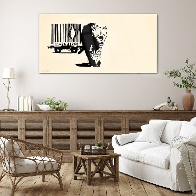 Glasbild Banksy Leoparden-Barcode