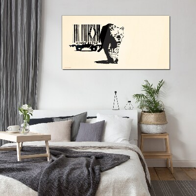 Glasbild Banksy Leoparden-Barcode