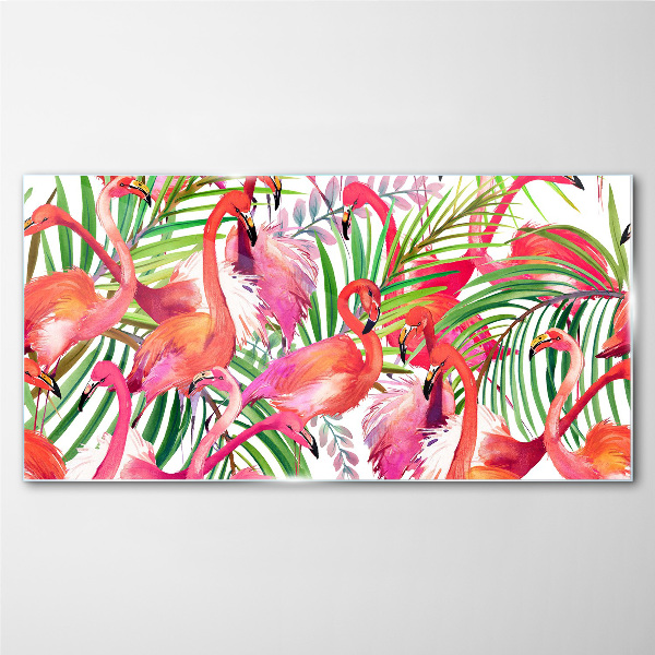 Foto auf glas Flamingos in einem tropischen Paradies