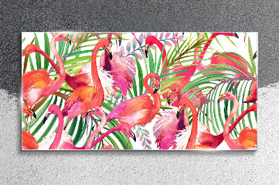 Foto auf glas Flamingos in einem tropischen Paradies