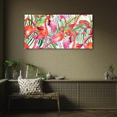 Foto auf glas Flamingos in einem tropischen Paradies