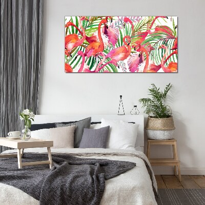 Foto auf glas Flamingos in einem tropischen Paradies