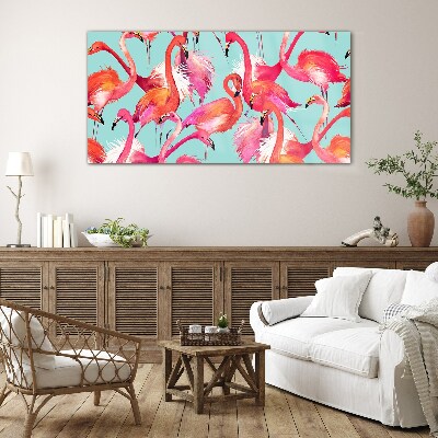 Glasbild Flamingos