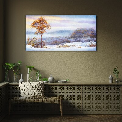 Bild auf glas Winterlandschaft mit Bäumen