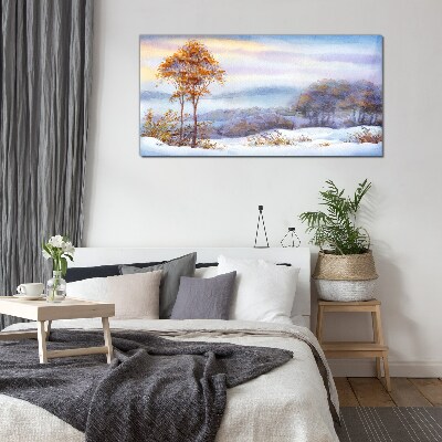 Bild auf glas Winterlandschaft mit Bäumen