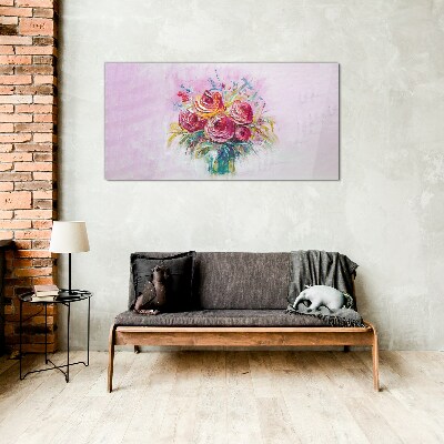 Glasbild Rosa Rosenkomposition