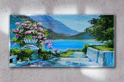 Glasbild Romantischer Blick über den See