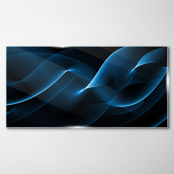 Glasbild Blaue Energiewellen