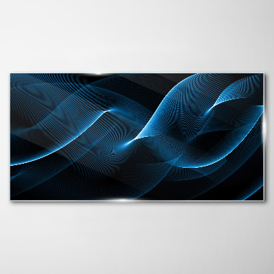 Glasbild Blaue Energiewellen