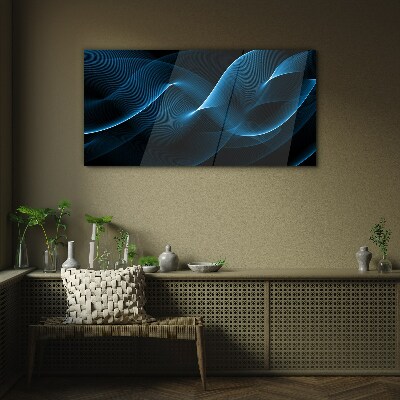 Glasbild Blaue Energiewellen