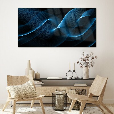 Glasbild Blaue Energiewellen