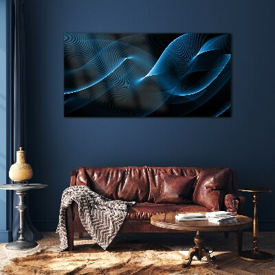 Glasbild Blaue Energiewellen
