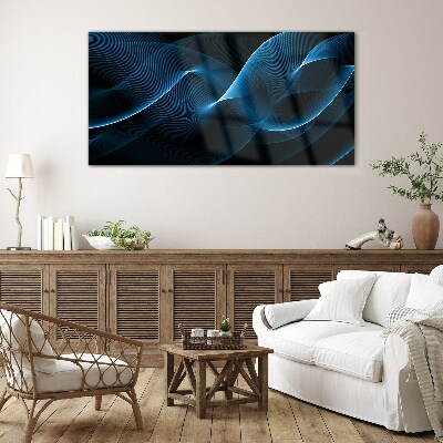 Glasbild Blaue Energiewellen