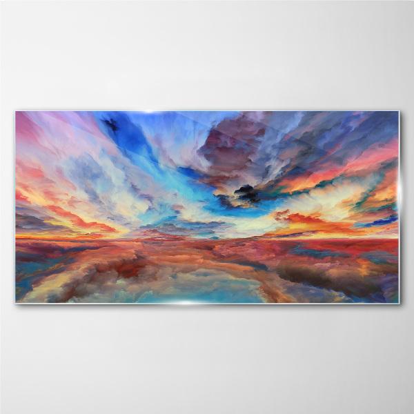 Glasbild Sonnenuntergang in den Farben des Himmels