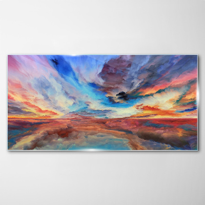 Glasbild Sonnenuntergang in den Farben des Himmels
