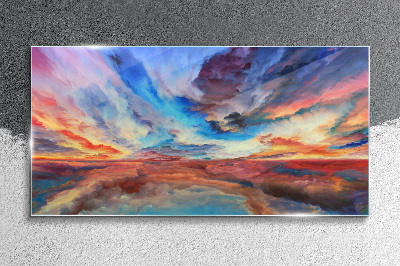 Glasbild Sonnenuntergang in den Farben des Himmels