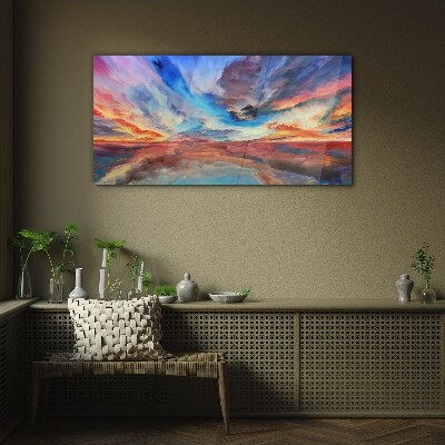Glasbild Sonnenuntergang in den Farben des Himmels