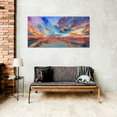 Glasbild Sonnenuntergang in den Farben des Himmels